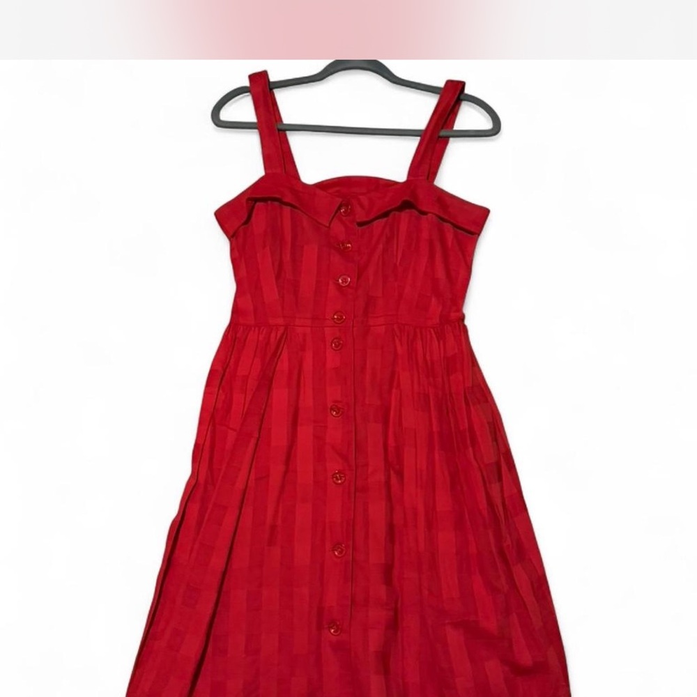 Red Sleeveless Square-Neck Sundress